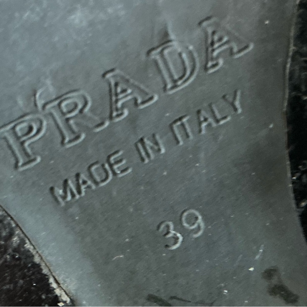 Prada Classic Black Leather Loafer, Silver Buckle, Size 39 - Picture 6 of 6